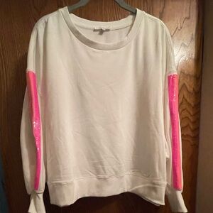 Mary Square Women's Long Sleeve Top with Pink and Orange sequin accents.